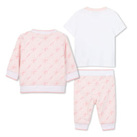 Thumbnail for BOSS Set de pants y playera blanca para bebe niña rosa