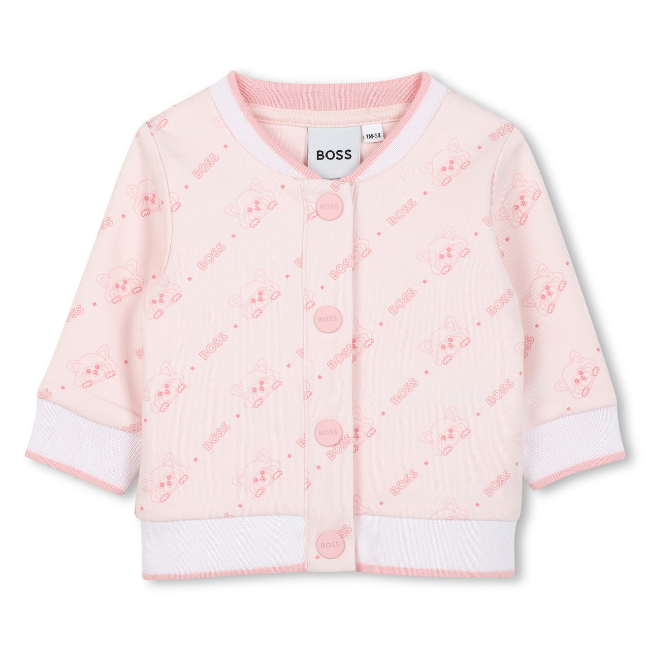 BOSS Set de pants y playera blanca para bebe niña rosa