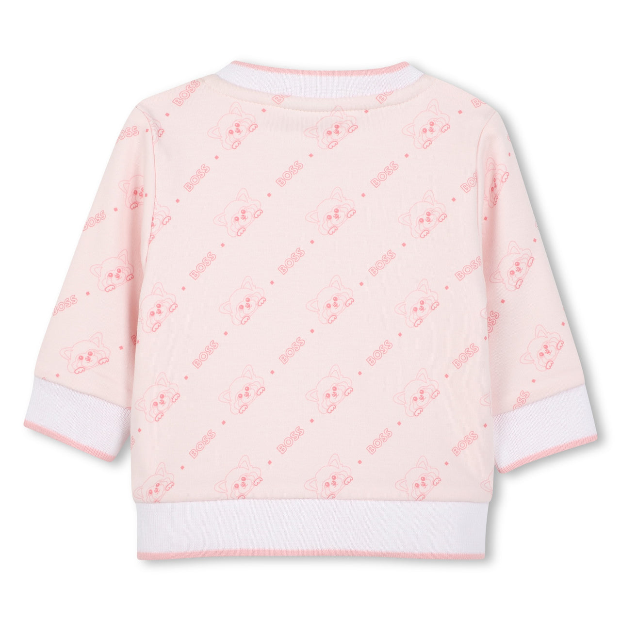 BOSS Set de pants y playera blanca para bebe niña rosa