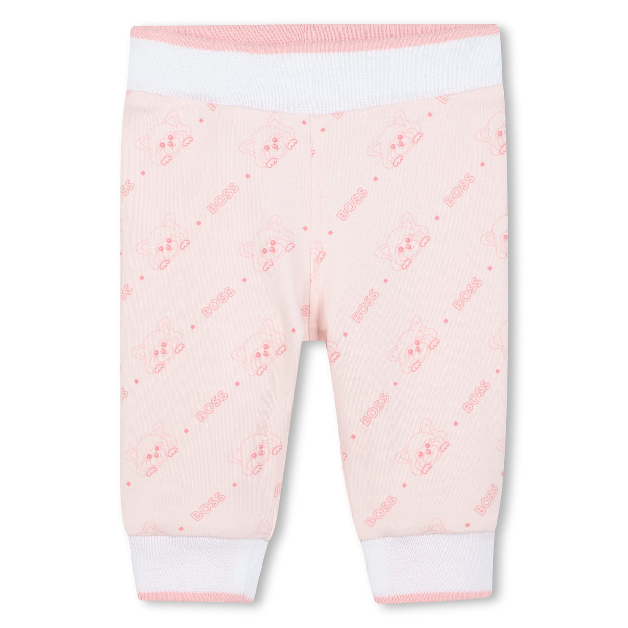 BOSS Set de pants y playera blanca para bebe niña rosa