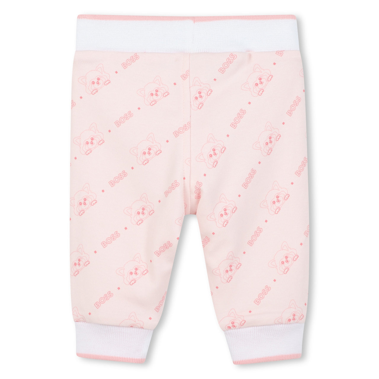 BOSS Set de pants y playera blanca para bebe niña rosa