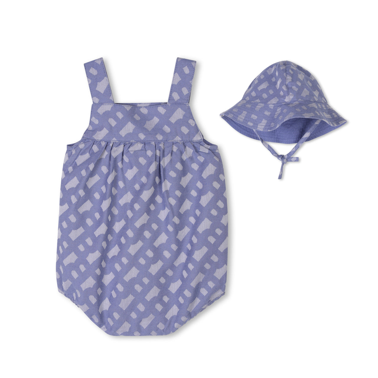 BOSS Pañalero con gorro para bebe niña all over logo azul