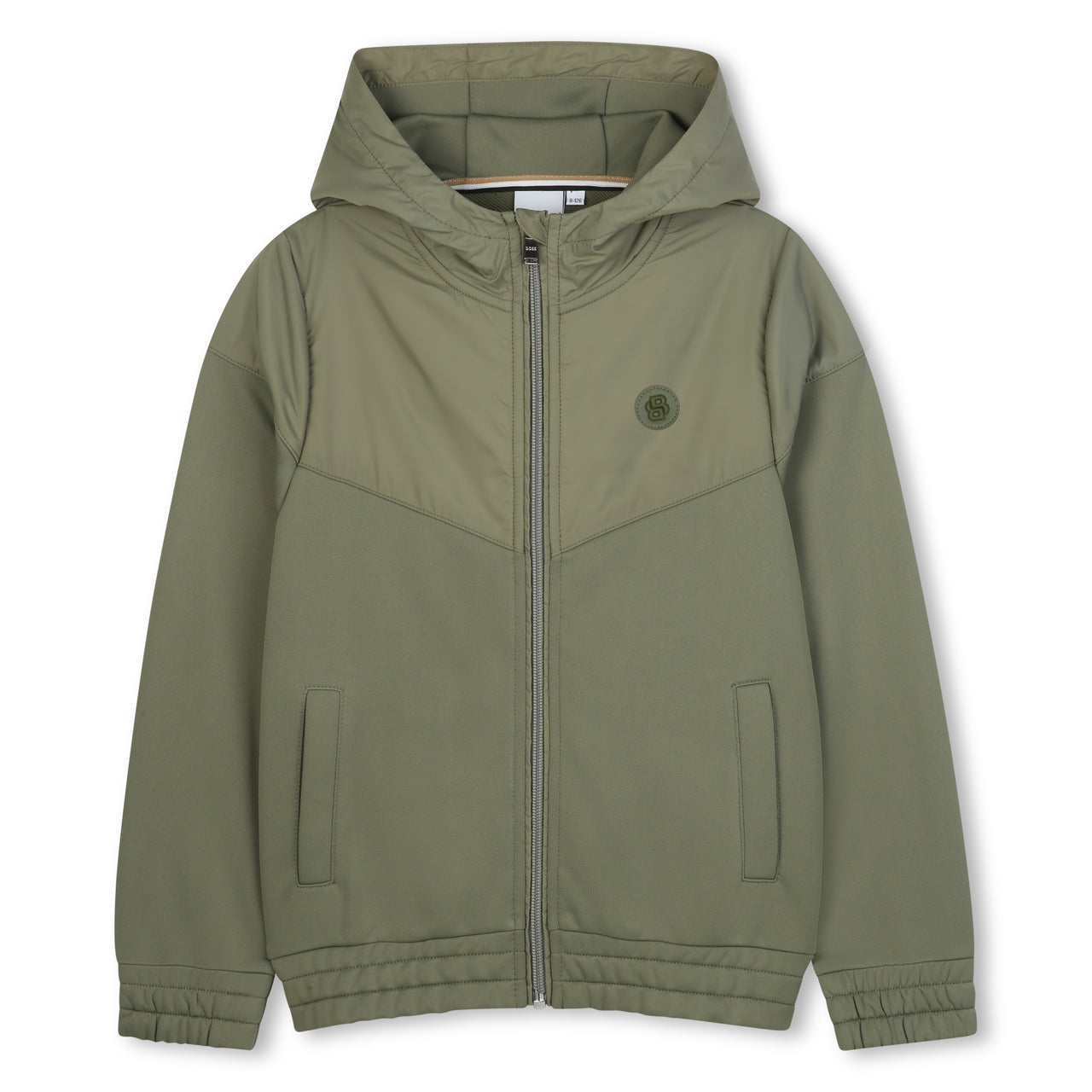 BOSS sudadera para niño y teen con cierre y capucha verde olivo