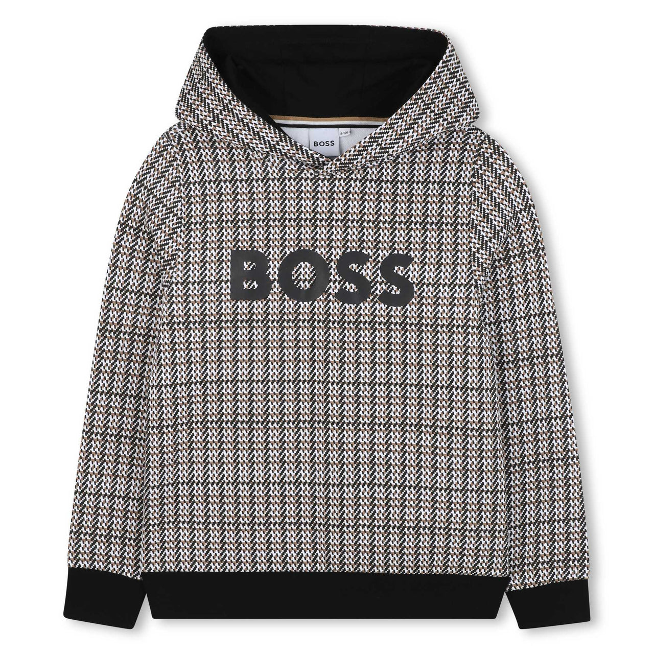 BOSS Sudadera para niño y teen negra logo al frente tela tipo tejida