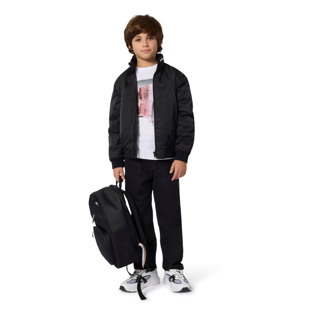 BOSS Chamarra ligera tipo impermeable con cierre negra