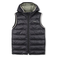 Thumbnail for BOSS Chaleco reversible para niño y teen, un lado verde olivo otro negro