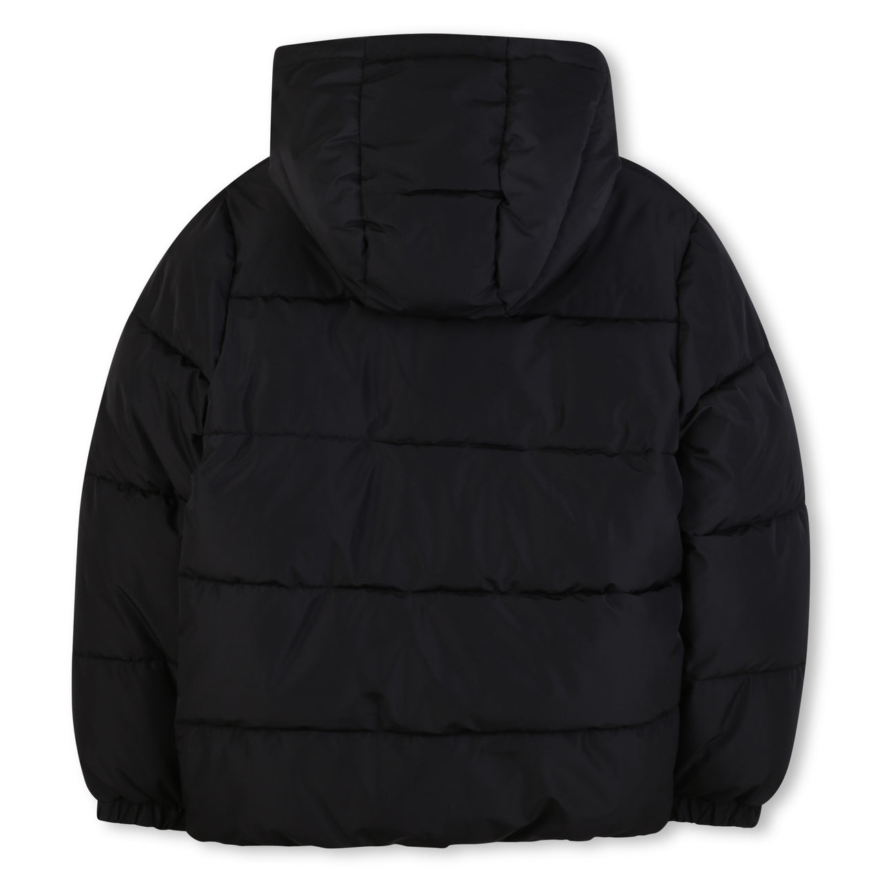 BOSS Chamarra para niño y teen, color negro con capucha pequeño logo al tono