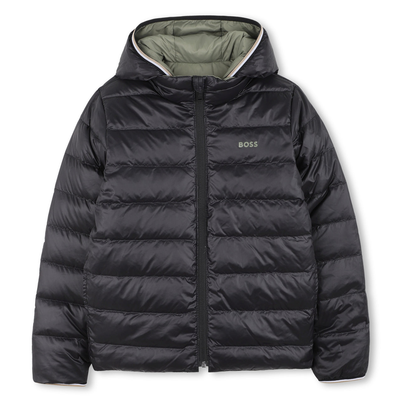 BOSS Chamarra reversible para niño y teen, un lado vino otro negro