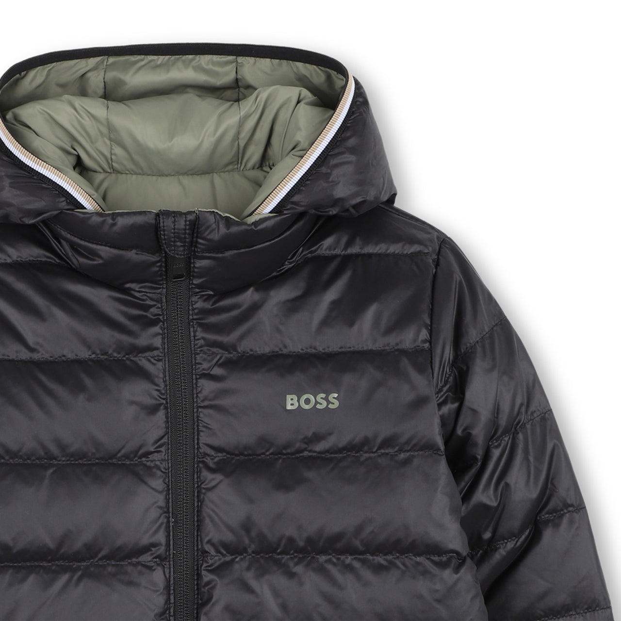 BOSS Chamarra reversible para niño y teen, un lado vino otro negro