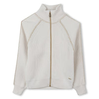 Thumbnail for BOSS Sweter para niña y teen blanco con cierre y detalles en oro