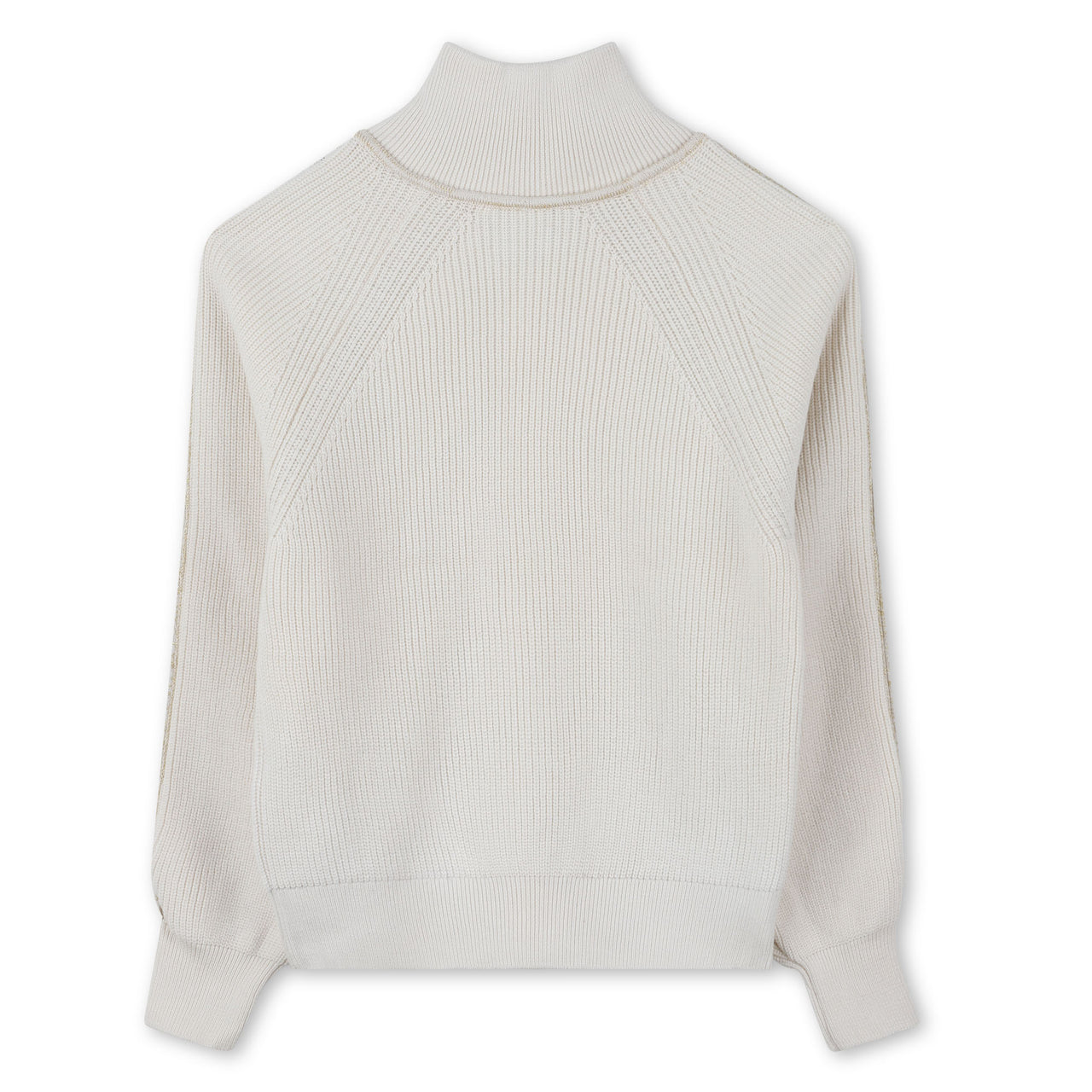 BOSS Sweter para niña y teen blanco con cierre y detalles en oro