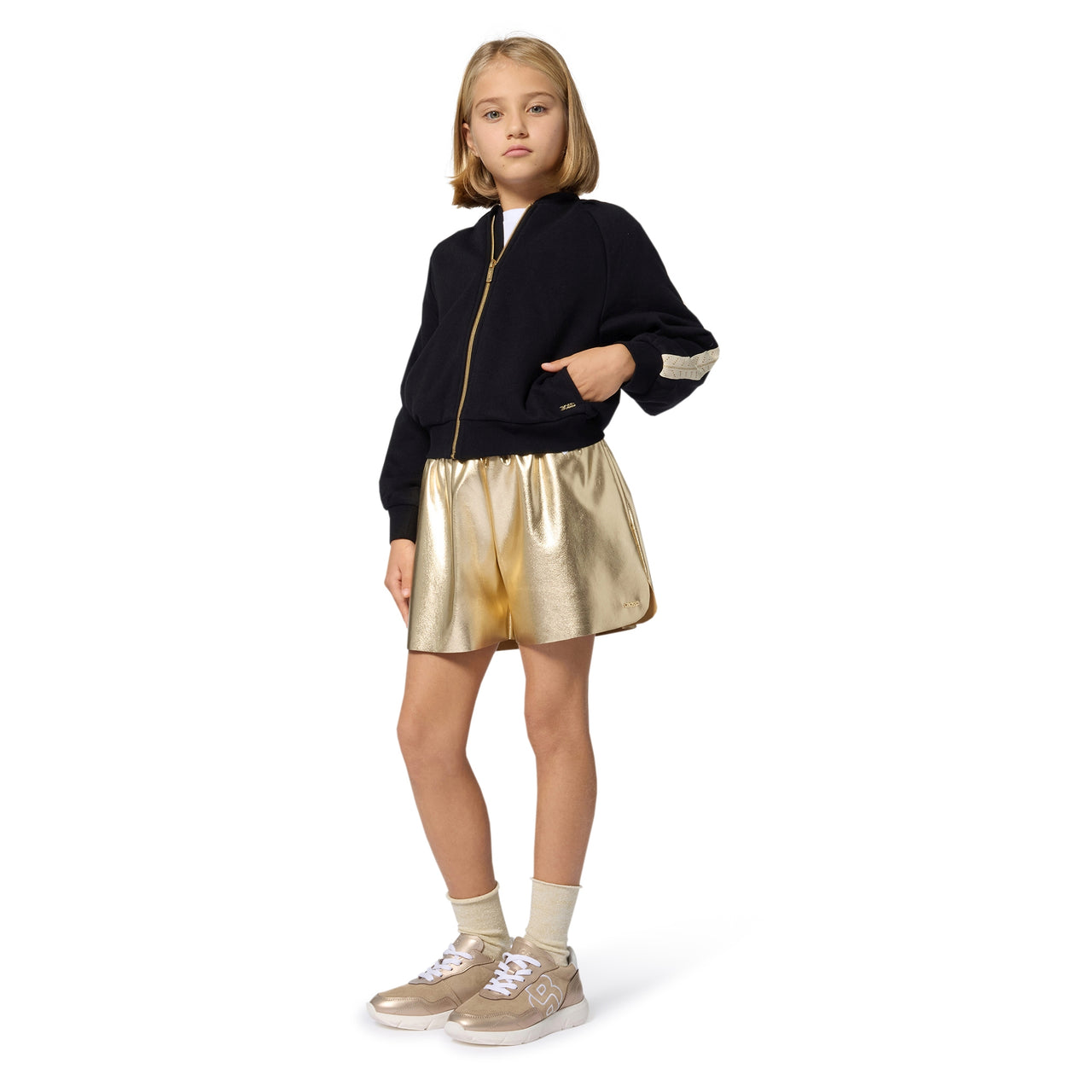 BOSS Short para niña y teen color dorado