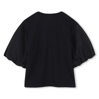 Thumbnail for BOSS Blusa para niña y teen color negro logo al frente con piedras