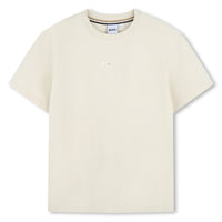 Thumbnail for BOSS Playera para niña y teen color hueso pequeño logo al frente con aplicación