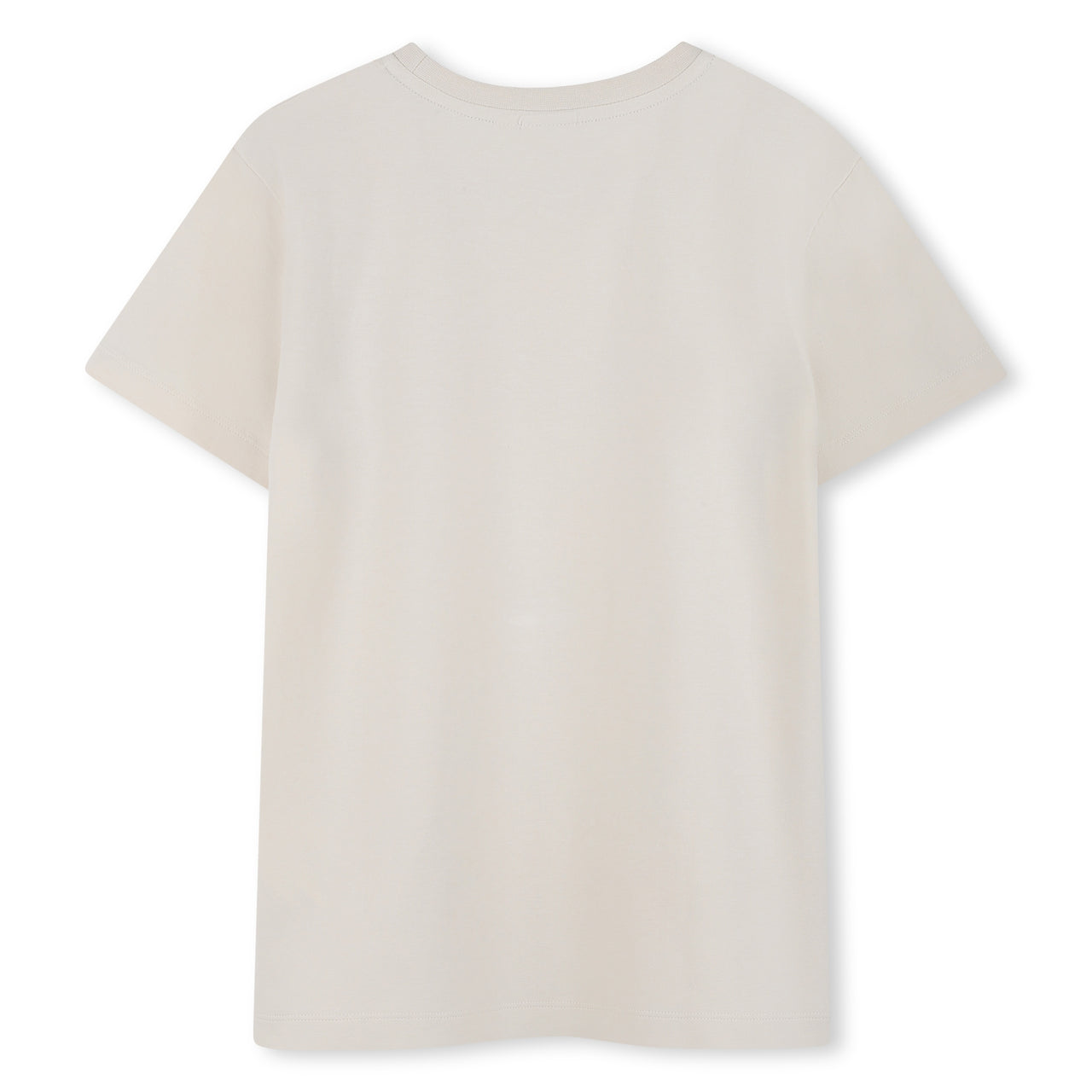 BOSS Playera para niña y teen color hueso logo al frente rosa con aplicación