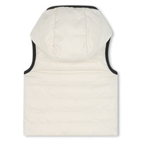 Thumbnail for Boss chaleco para bebe reversible color hueso y cookie con capucha