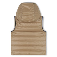 Thumbnail for Boss chaleco para bebe reversible color hueso y cookie con capucha