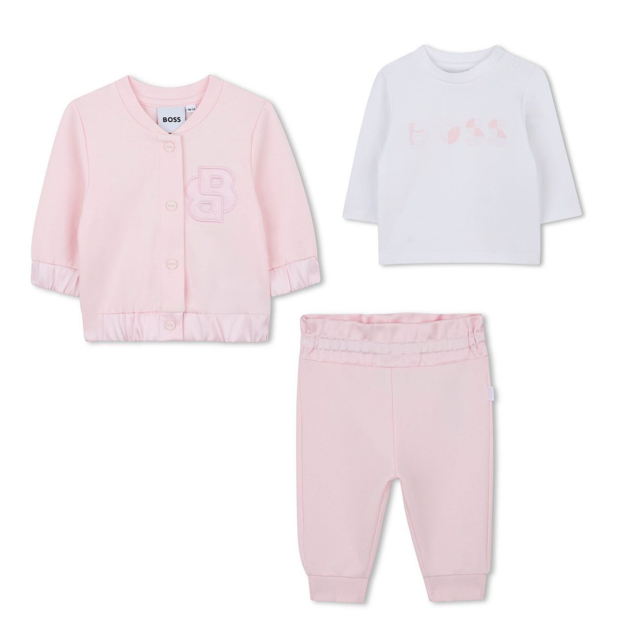 Boss set de pants con playera rosa para bebe