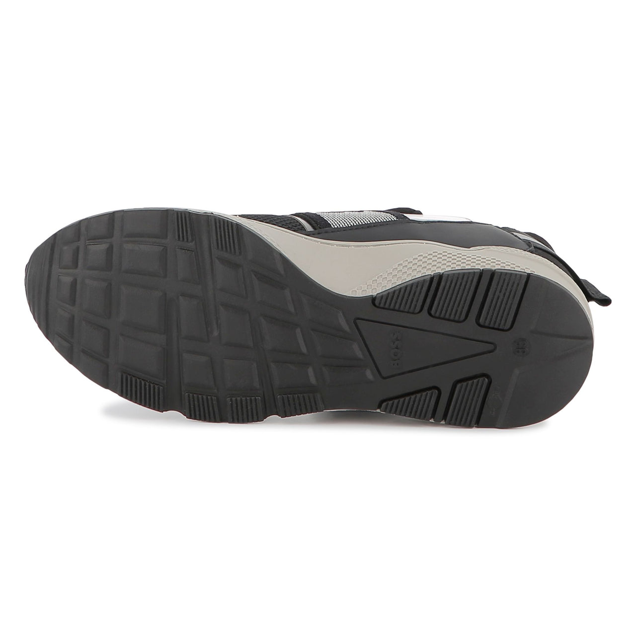 BOSS Tenis para niño y teen color negro logo al frente sin agujetas