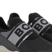 Thumbnail for BOSS Tenis para niño y teen color negro logo al frente sin agujetas