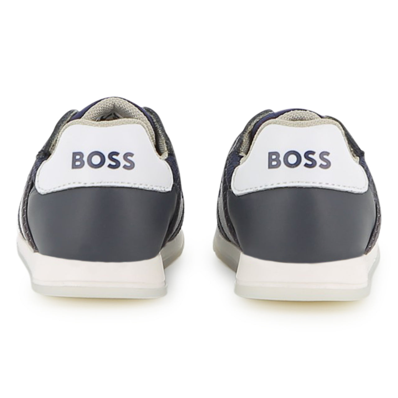 BOSS Tenis para niño pequeño azul logo al frente sin agujetas