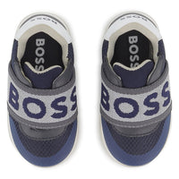 Thumbnail for BOSS Tenis para niño pequeño azul logo al frente sin agujetas
