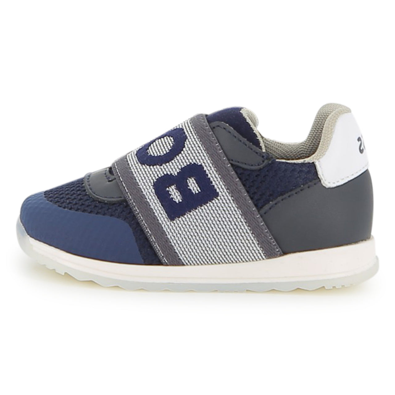 BOSS Tenis para niño pequeño azul logo al frente sin agujetas