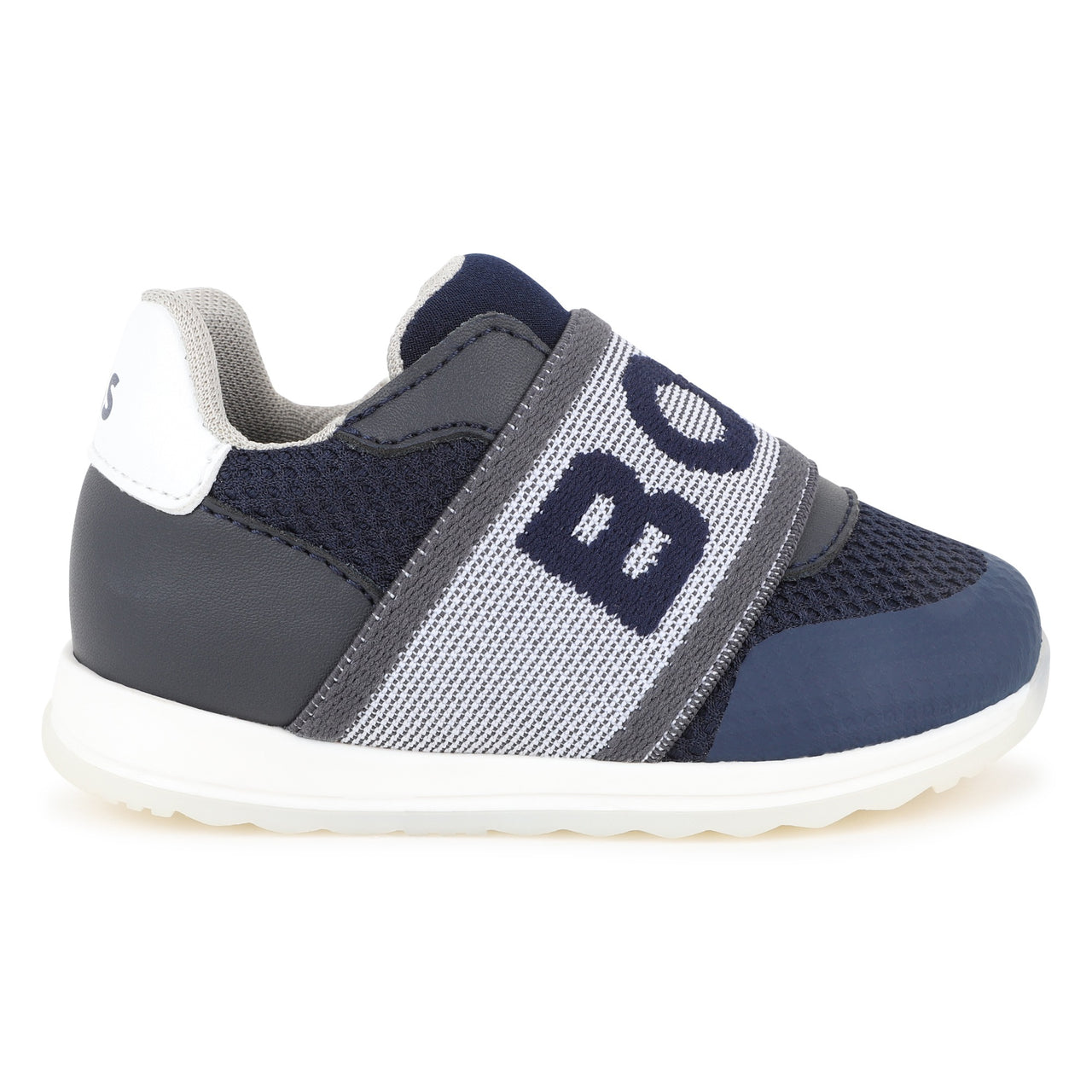 BOSS Tenis para niño pequeño azul logo al frente sin agujetas