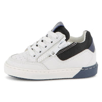 Thumbnail for BOSS Tenis para niño pequeño blanco con azul agujeras aparentes y cierre al costado