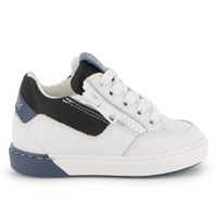 Thumbnail for BOSS Tenis para niño pequeño blanco con azul agujeras aparentes y cierre al costado