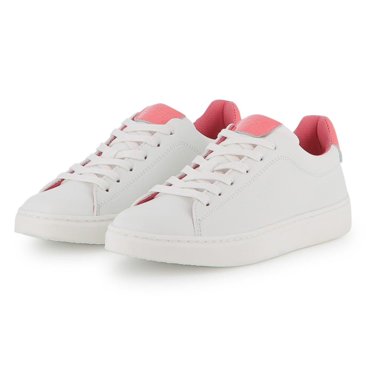 BOSS Tenis para niña y teen blancos con detalles rosas