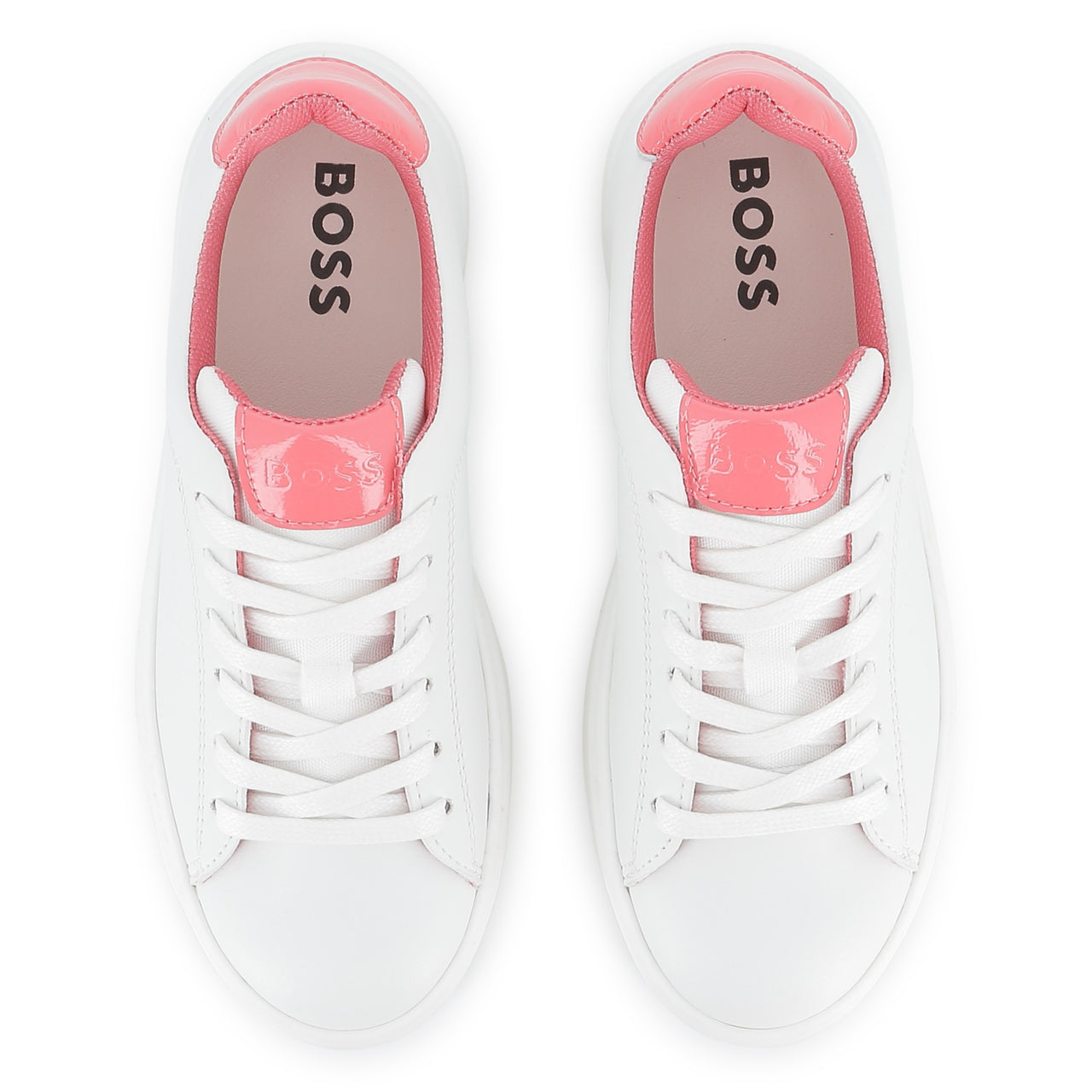 BOSS Tenis para niña y teen blancos con detalles rosas