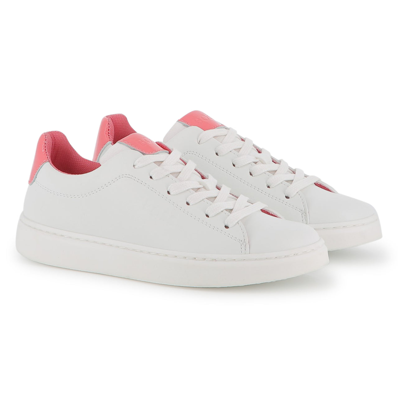 BOSS Tenis para niña y teen blancos con detalles rosas