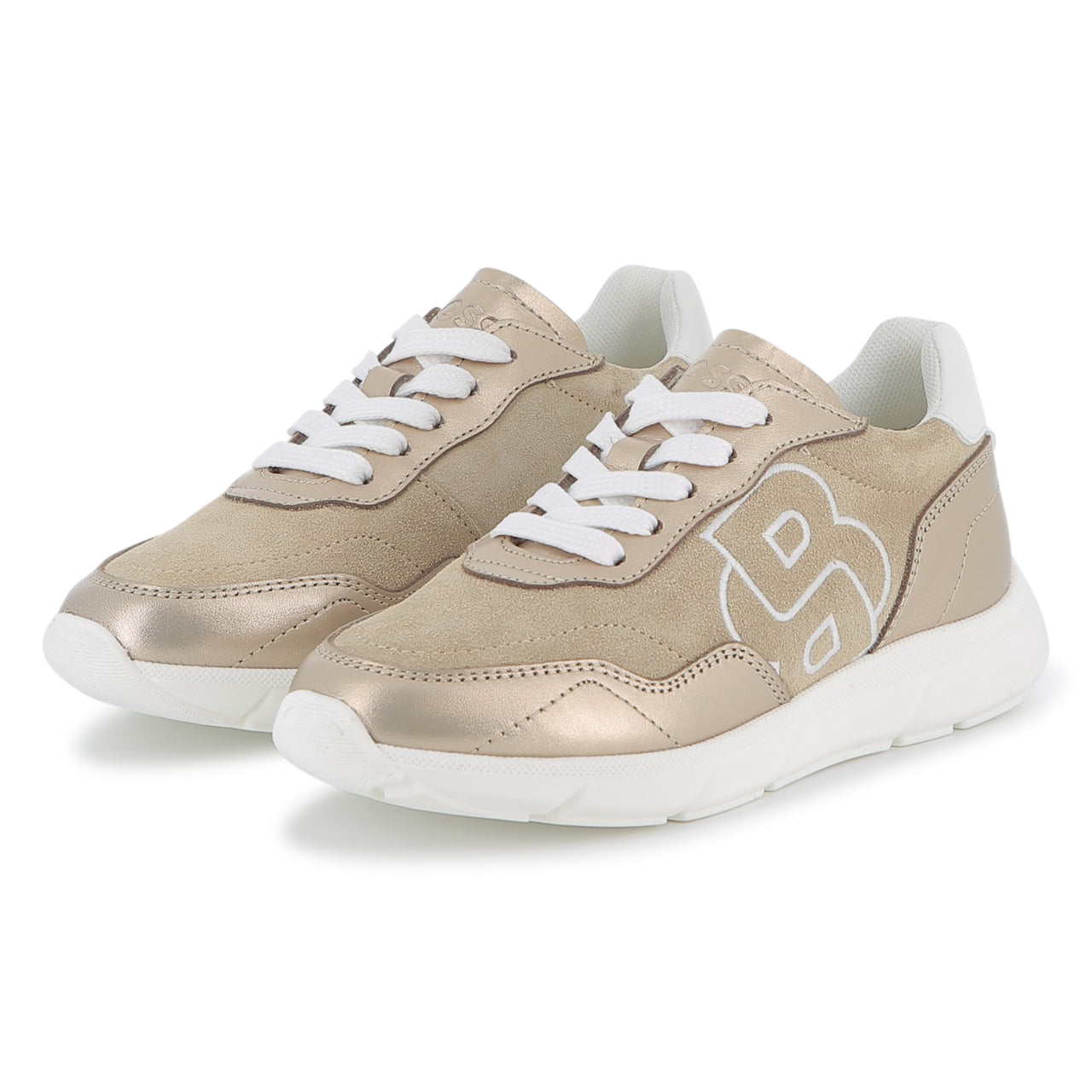 BOSS Tenis para niña y teen dorados new logo