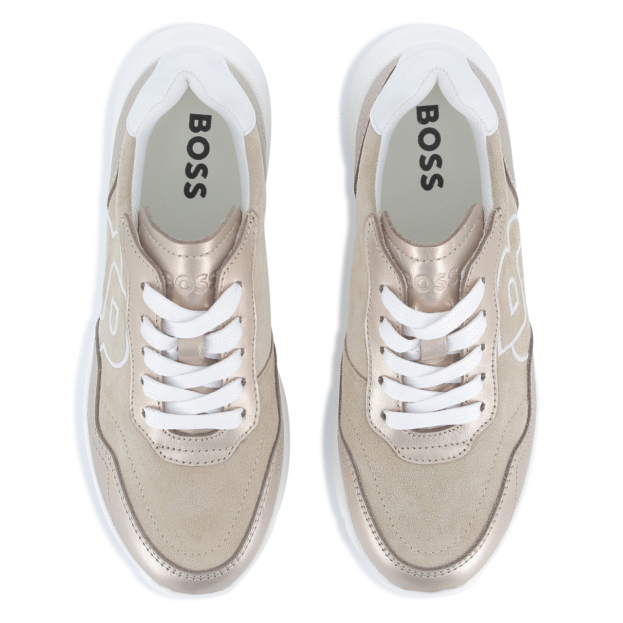 BOSS Tenis para niña y teen dorados new logo