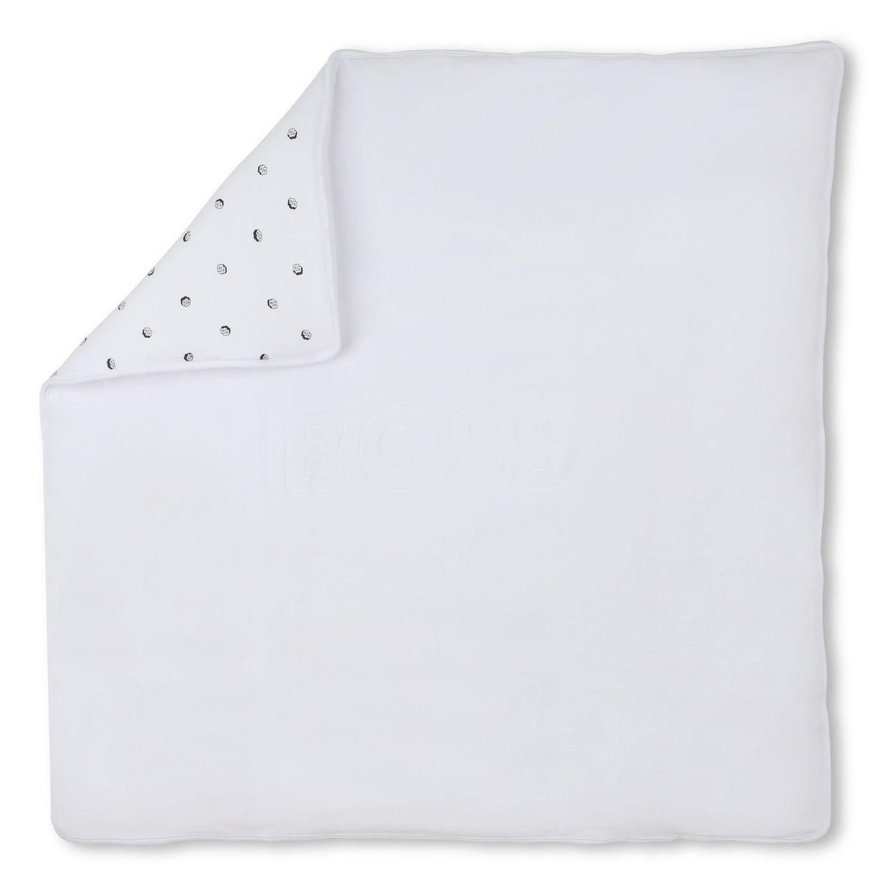 BOSS cobija para bebe reversible unisex blanco y all over nes logo