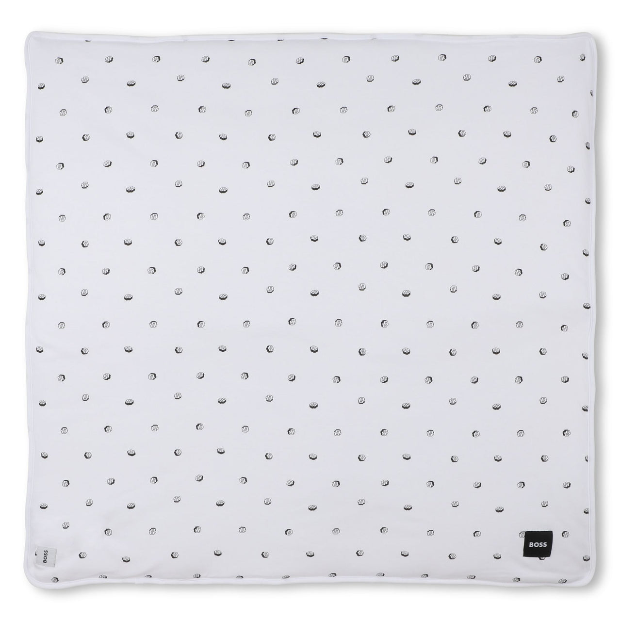 BOSS cobija para bebe reversible unisex blanco y all over nes logo