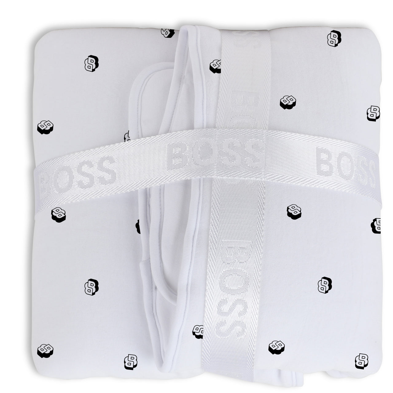 BOSS cobija para bebe reversible unisex blanco y all over nes logo
