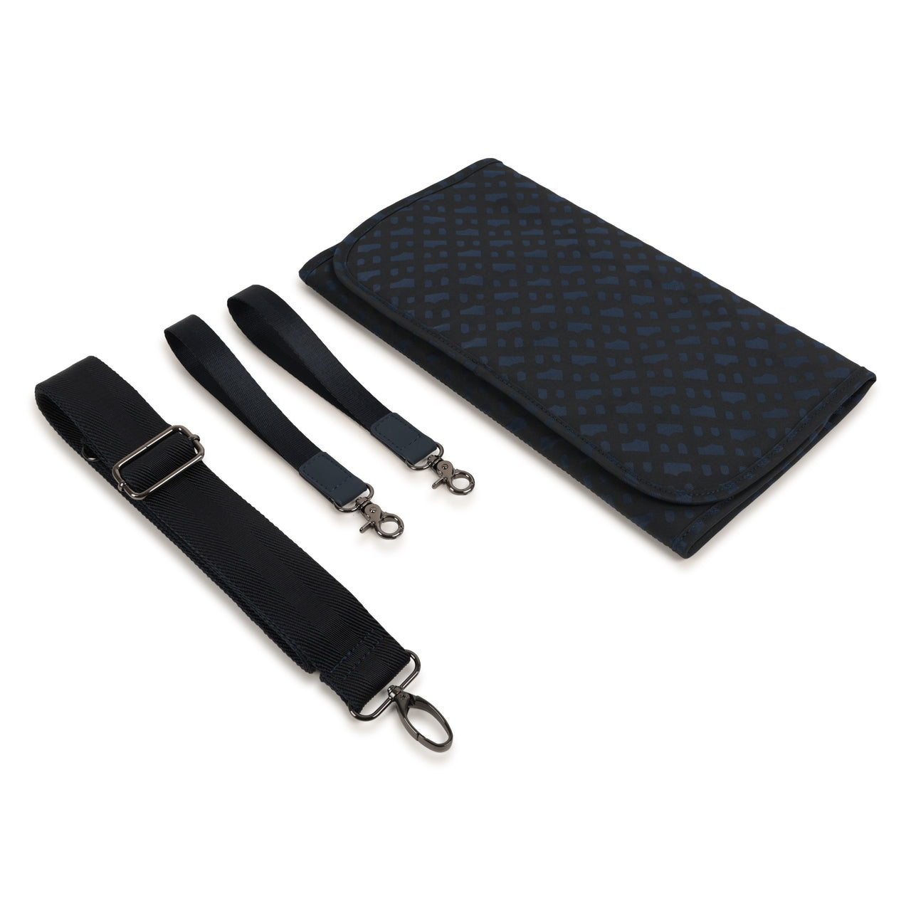 BOSS Pañalera con accesorios all over print new logo azul marino