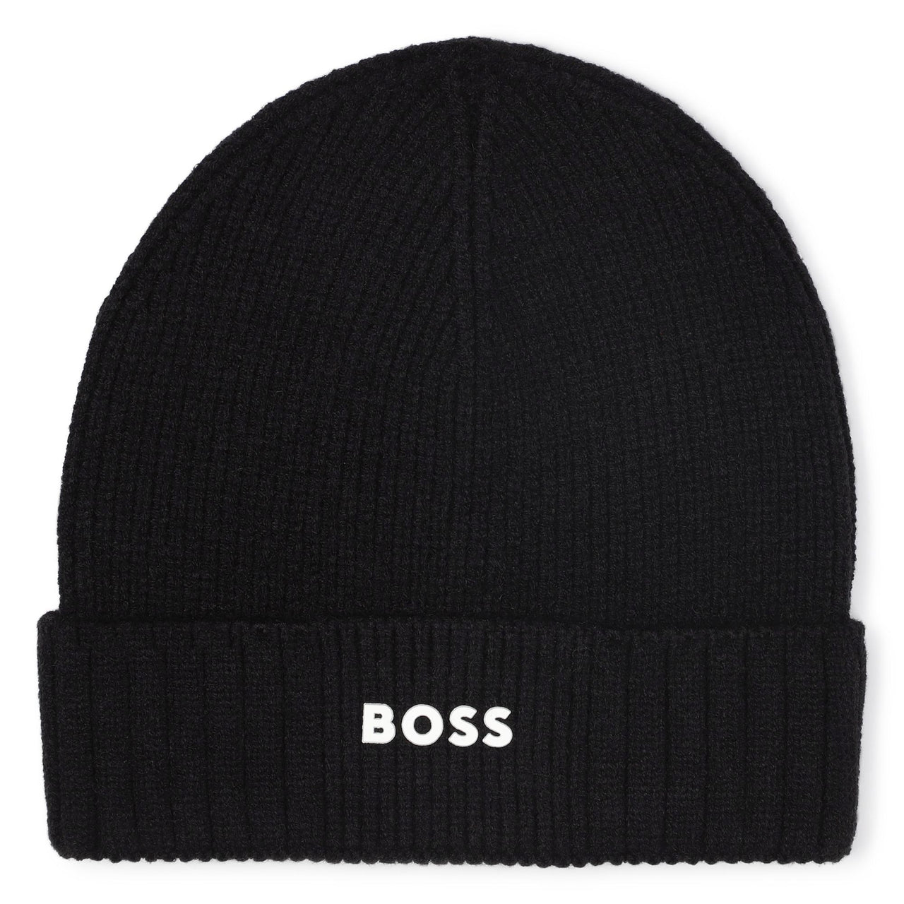 BOSS Gorro para frio para niño y teens negro pequeño logo al frente