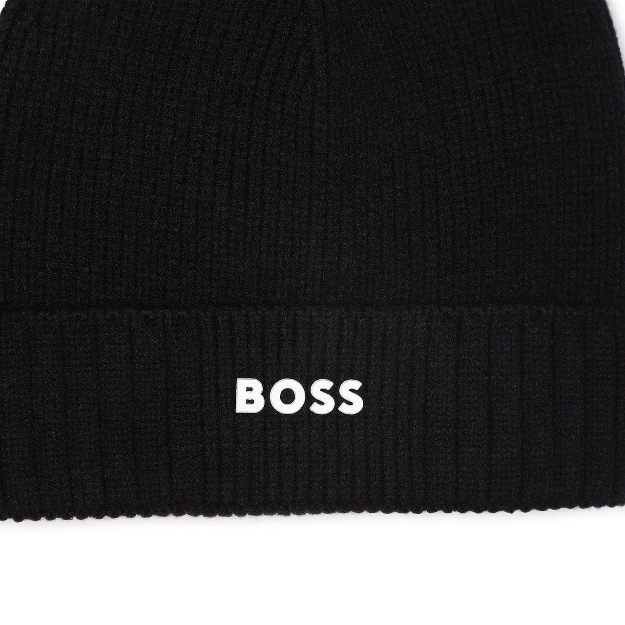 BOSS Gorro para frio para niño y teens negro pequeño logo al frente