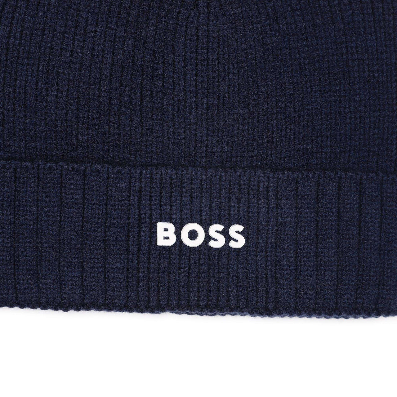 BOSS Gorro para frio para niño y teens color azul marino pequeño  logo al frente
