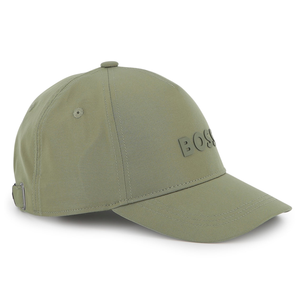 BOSS Gorra para niño y teen color verde olivo logo plastificado al tono en relieve