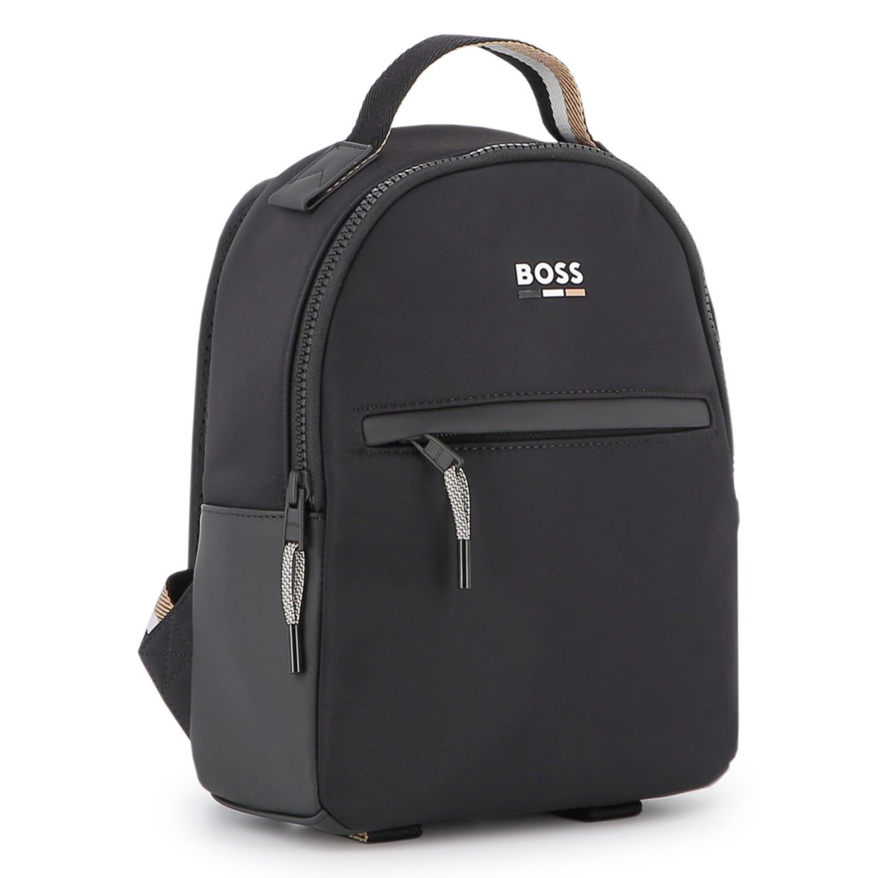 BOSS Backpack para niño y Teen negra pequeño logo tribanda