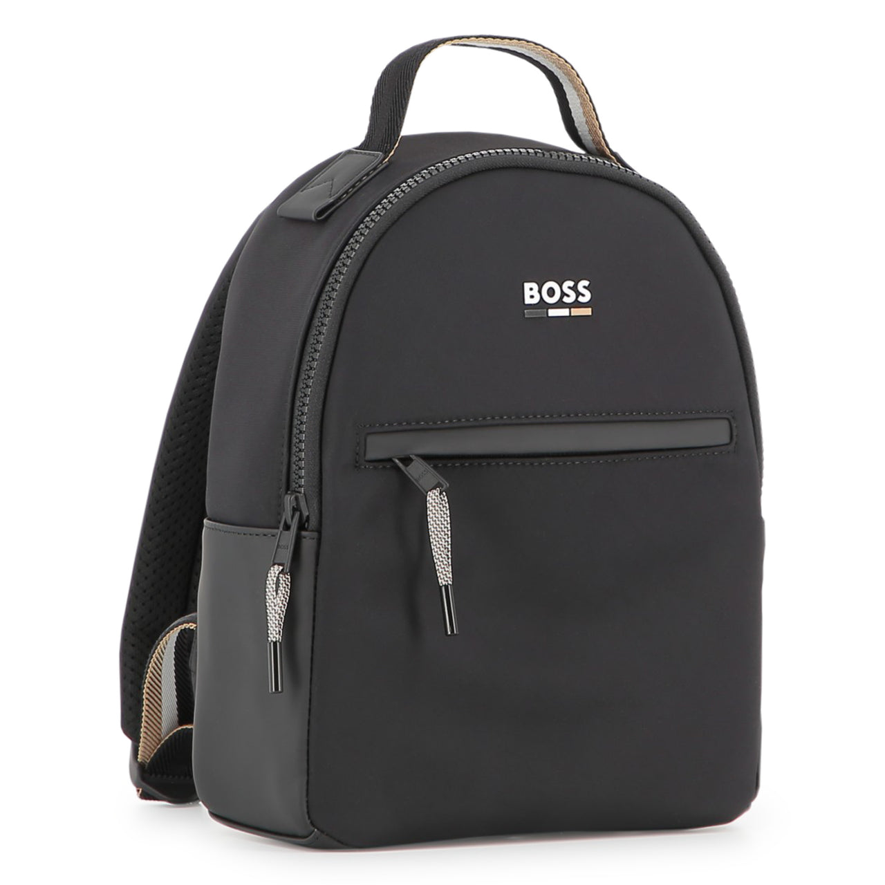 BOSS Backpack para niño y Teen negra pequeño logo tribanda