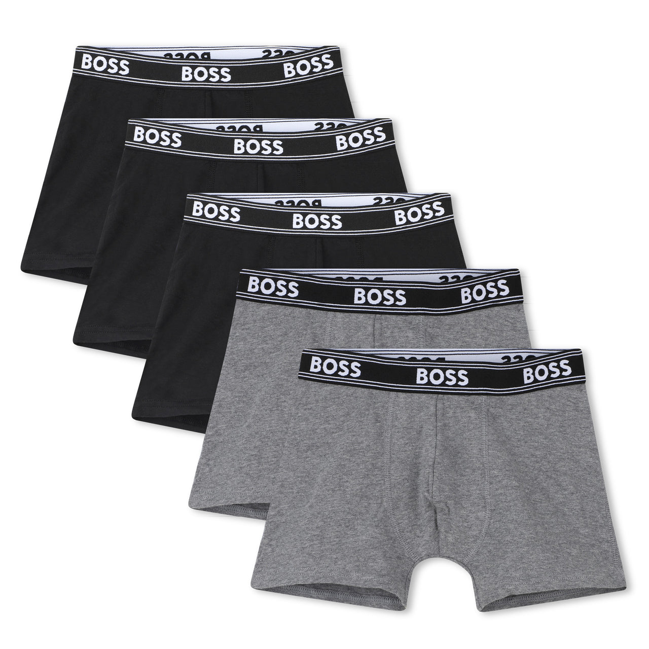 BOSS Set de 5 boxers para niño y teen, gris y negro