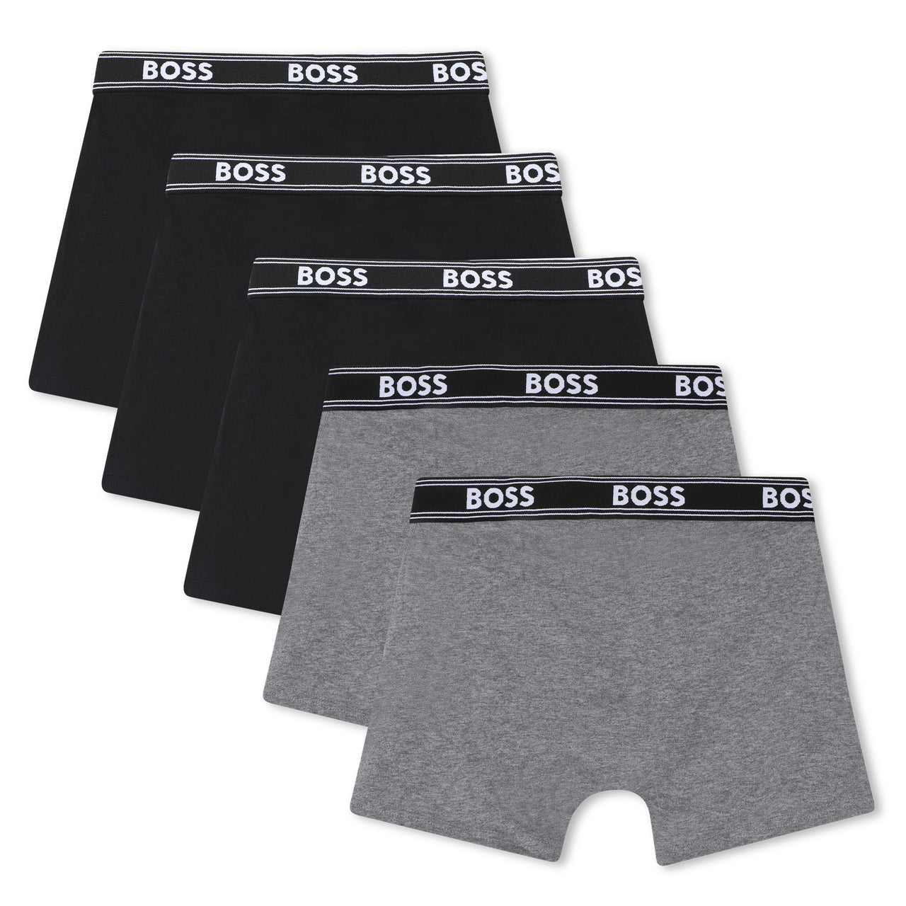 BOSS Set de 5 boxers para niño y teen, gris y negro