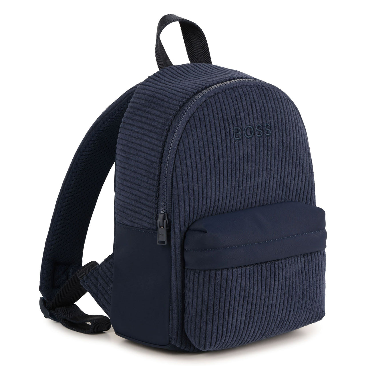 BOSS Backpack para niño y Teen en pana color azul logo al tono