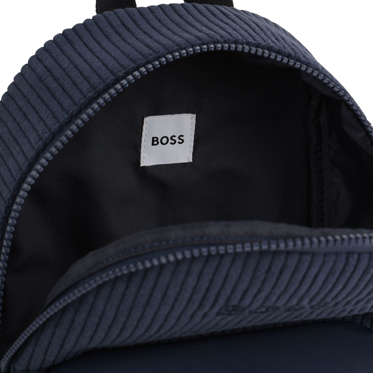 BOSS Backpack para niño y Teen en pana color azul logo al tono