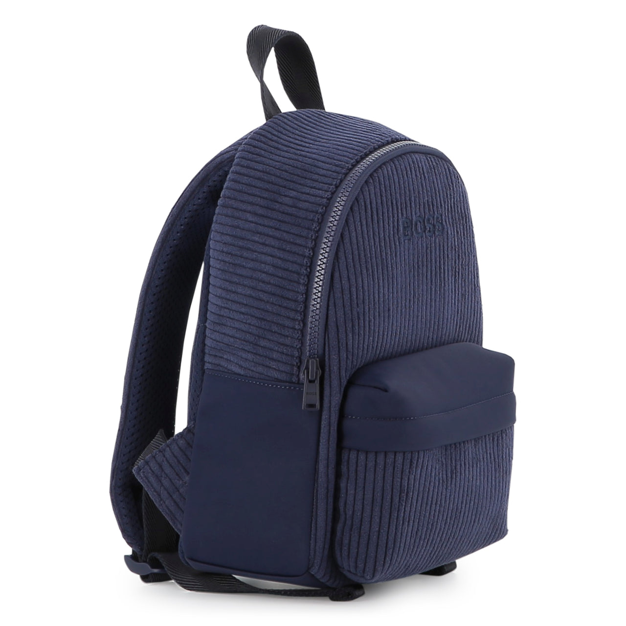 BOSS Backpack para niño y Teen en pana color azul logo al tono